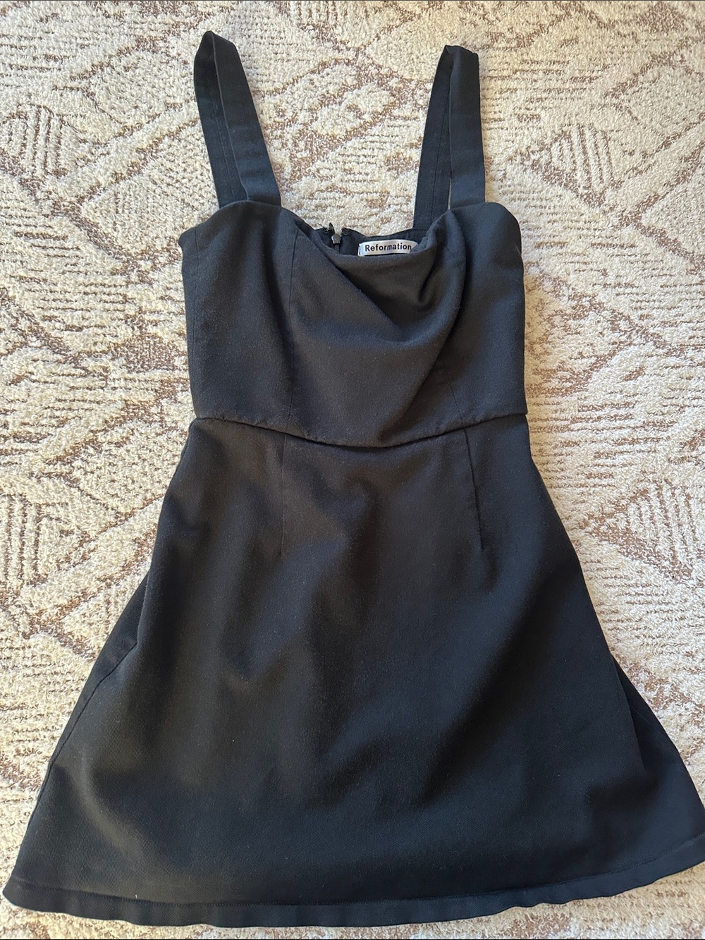 Reformation Black Cowl Neck Mini Dress 4 Double Lined Sculpting LBD Date Night
